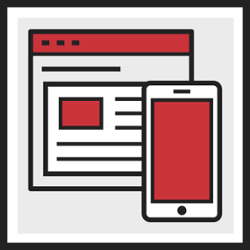 icon of webpage and mobile phone